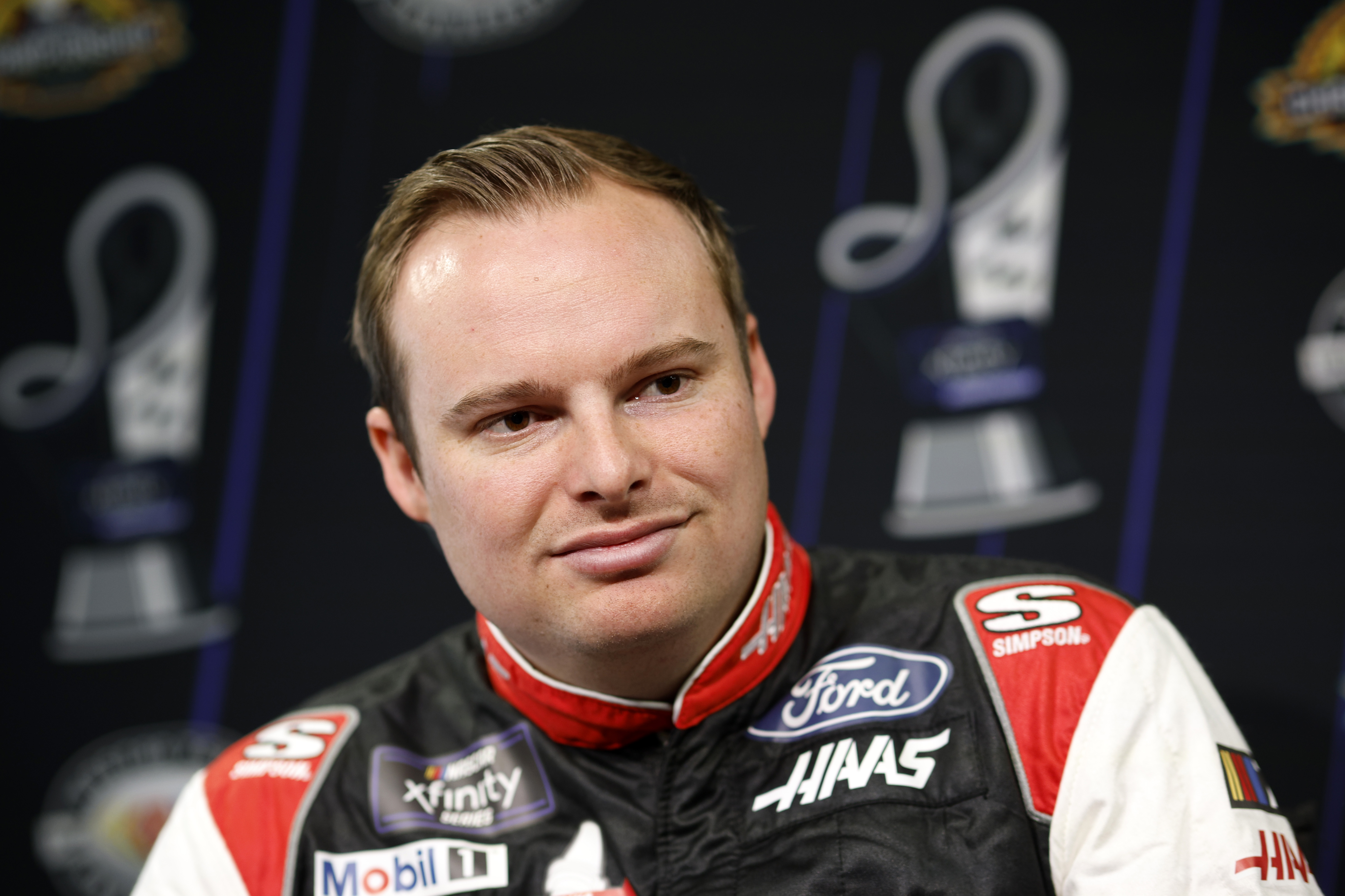Cole Custer speaks to the media during Thursday's NASCAR Championship Media Day at Phoenix Raceway. (Photo by Sean Gardner/Getty Images)